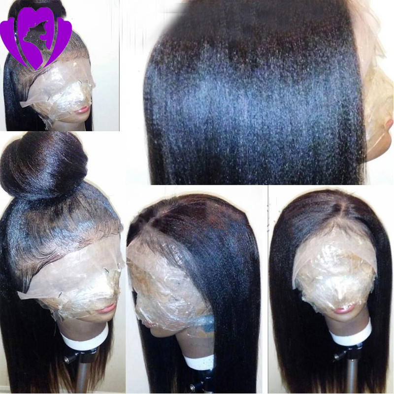 150density Free Part Natural Long yaki Straight Synthetic Lace Front Wig for black women black/brown /burgundy color heat resistant hair wig
