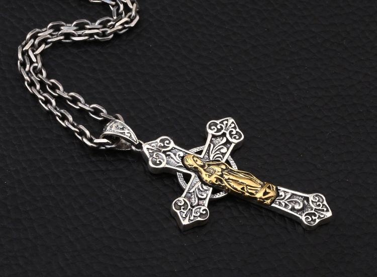 Brand new 925 sterling silver vintage jewelry antique silver hand-made designer Christian Crosses necklace pendants Mother of god Mary
