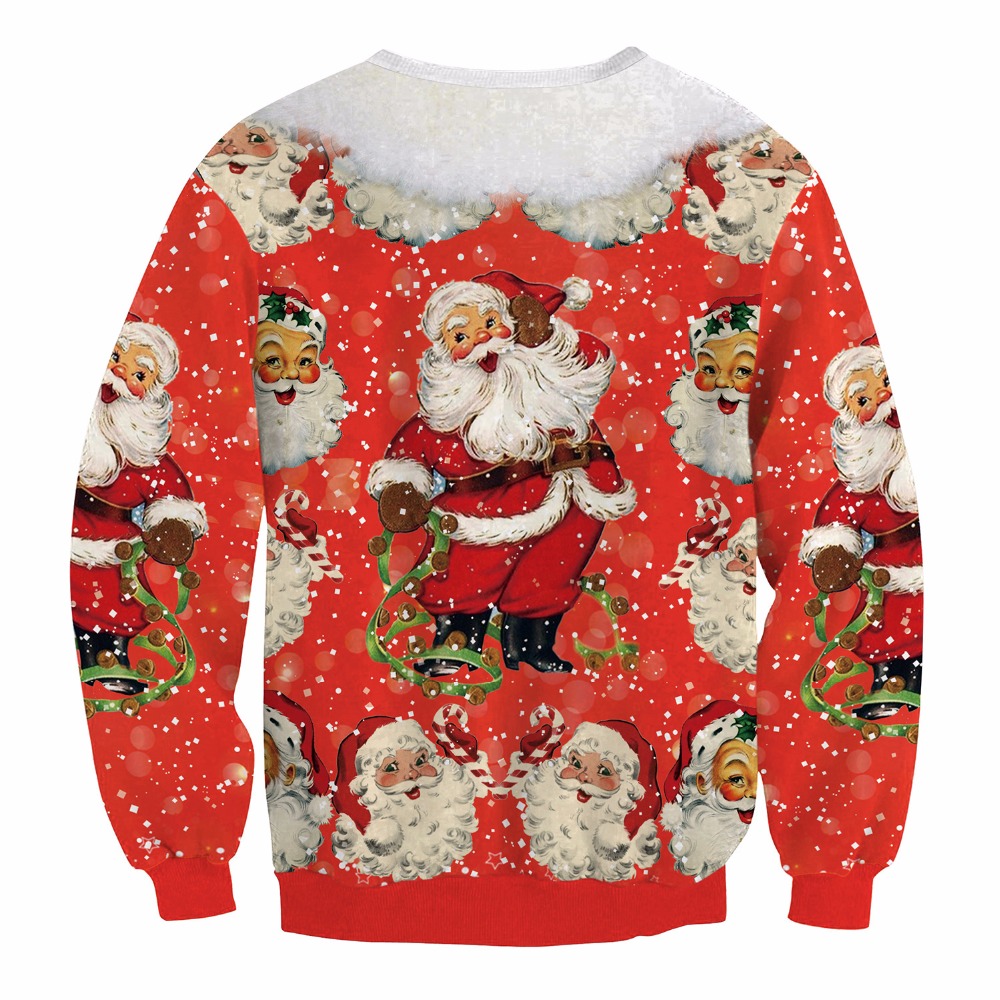 Christmas Patton Sweater Santa Claus Cute Print Pullover Sweater Jumper Outwear Women's Patterns of Reindeer Snowman Christmas