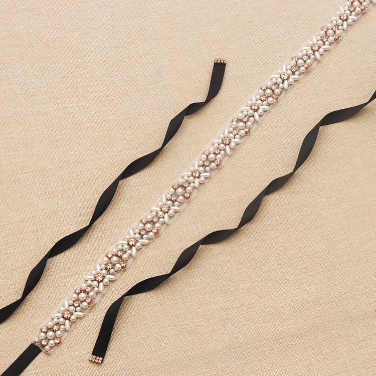 Wedding Sashes Bridal Belt 2019 Rose Gold Rhinestone Pearls Accessories Belt 100% hand-made 8 Colors White Ivory Blush Bridal Sashes