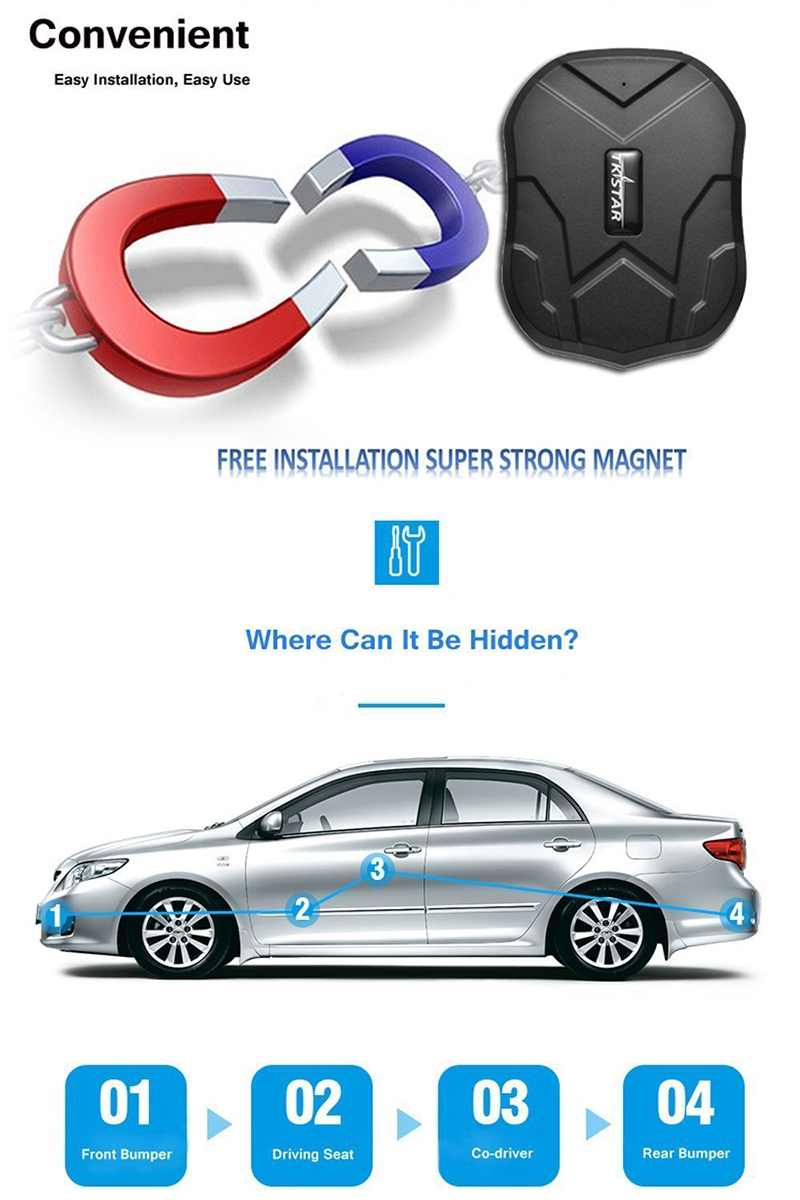 TK905 Quad Band Car GPS Tracker 5000mAh Long Life Battery Standby Strong Magnetic Waterproof Real Time Tracking Device Vehicle Locator