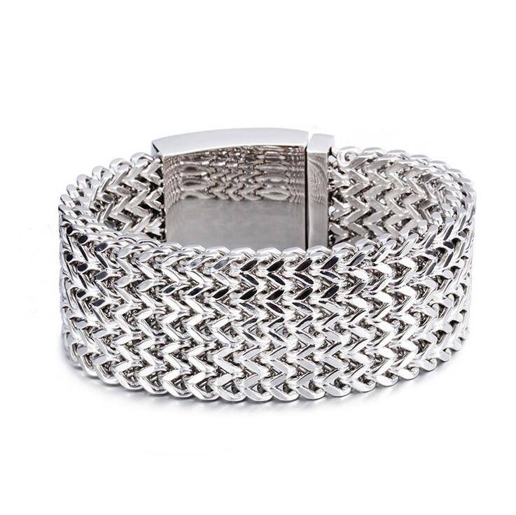 30MM Heavy Punk Men Women Fashion Bike Chain Bracelet Jewelry Hiphop Gold SIlver Black boys 316L Titanium Stainless Steel Biker Mesh Bracelets Men