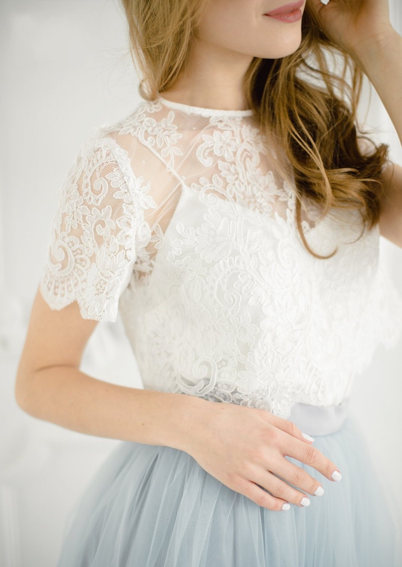 Cheap Two Pieces Country Bridesmaids Dresses Sheer Jewel Neck Lace Wedding Guest Dress or Length Tulle A e Maid Of Honor Gowns