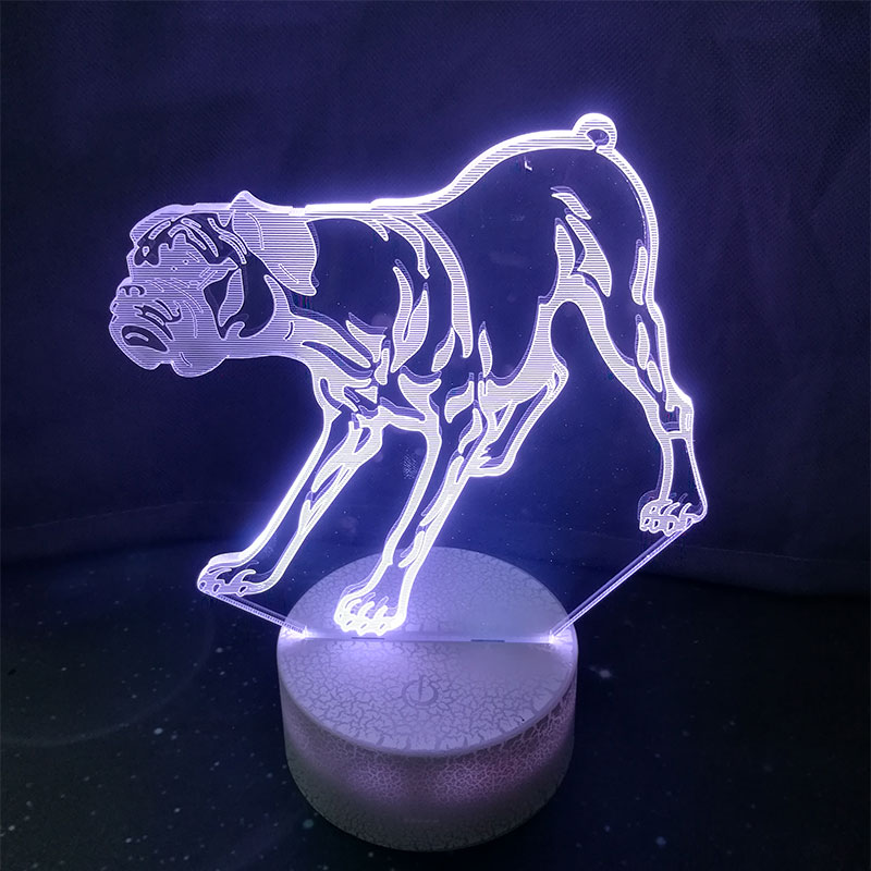 3D Boxer Dog Colorful Table Lamp Touch Control 7 Color Changing Acrylic Baby Night Light USB Decorative Kids Christmas Gifts