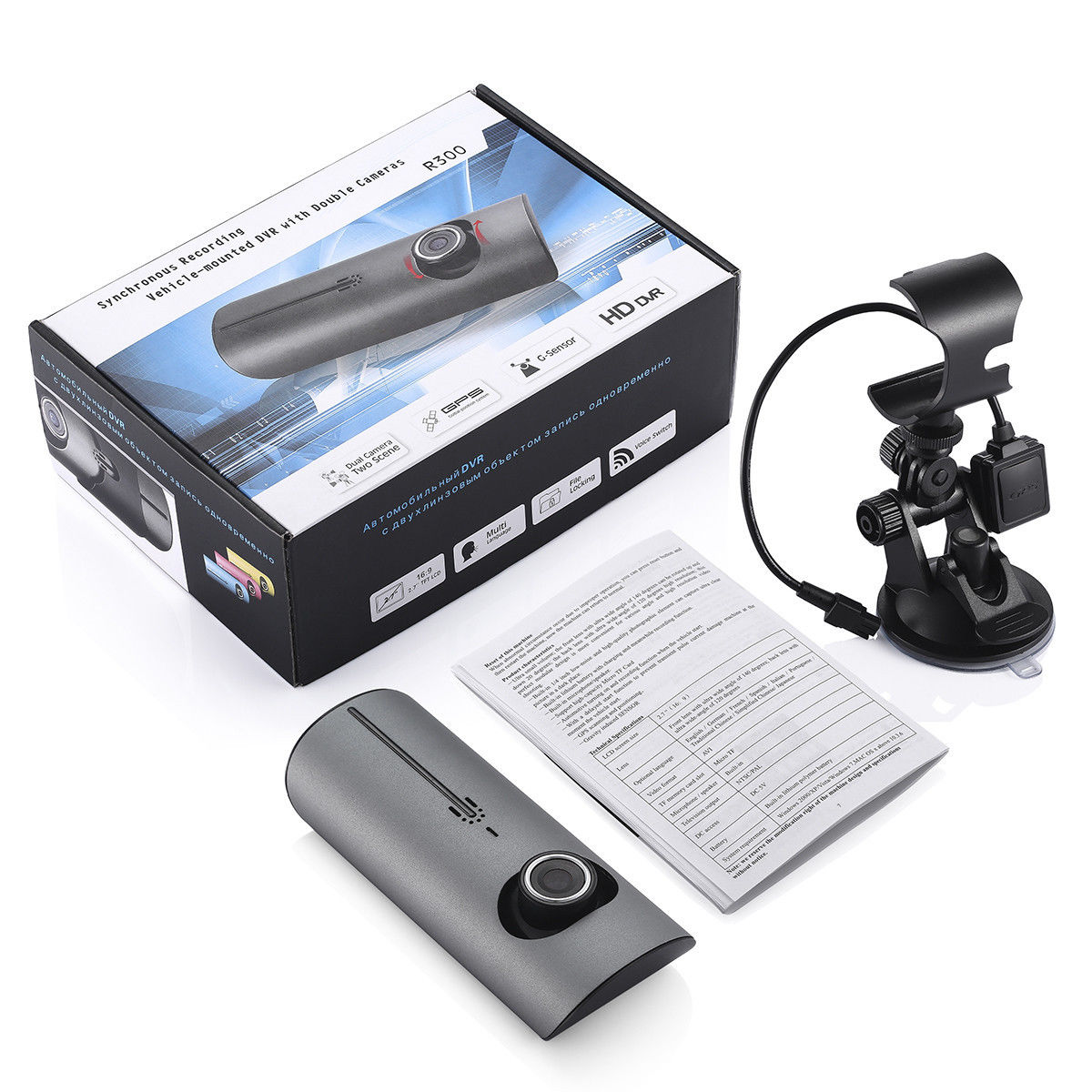 Upgraded Dual Lens GPS Camera Full HD Car DVR Dash Cam Video Recorder G-Sensor Night Vision for Uber Lyft Taxi Drivers