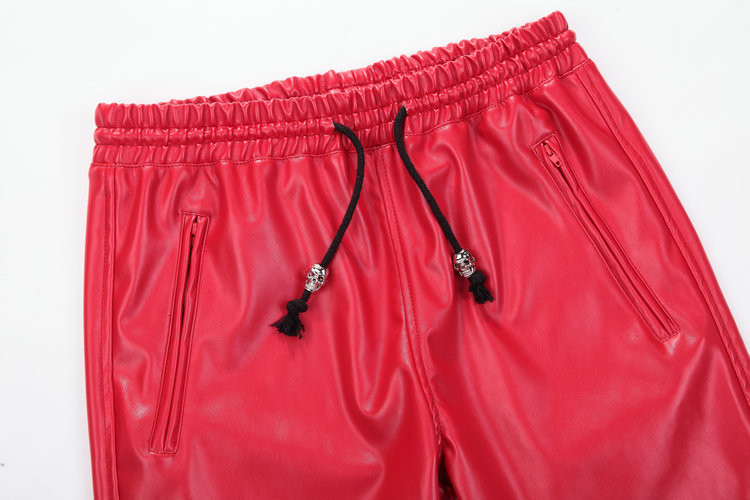 Autumn Winter Men Hiphop Dance Pants PU Leather Joggers Black Red Silver Mens Joggers Casual Sweatpants Hip Hop Sweat Pants Size 30-42