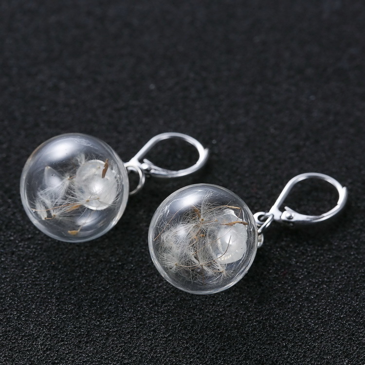 Fashion dandelion earrings glass explosion models hypoallergenic Korean jewelry factory direct supply wholesale