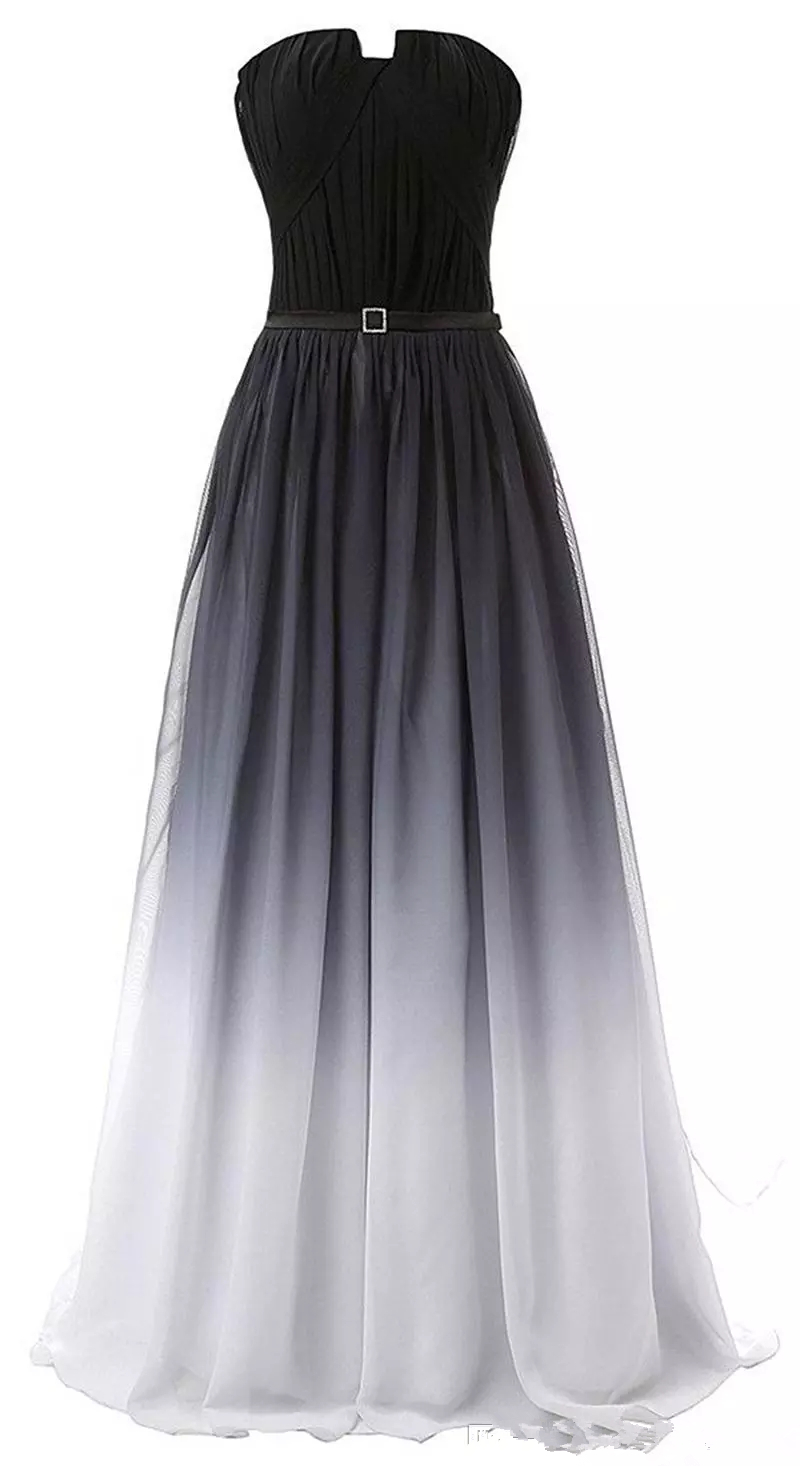 Gradient Long A Line Chiffon Prom Evening Dresses Women Formal Gowns Floor-Length Lace Up Party Gown QC1109