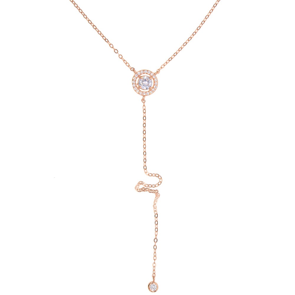 Y lariat necklace 925 sterling silver OL Ladies gift jewelry high quality cz diamond sparking bling minimal fashion silver long chain