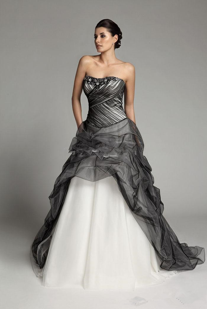 Gothic White and Black Wedding Dresses 2019 Hot Selling Vestido De Novia Sweep Train Beads Pleats Sweetheart A-Line Tulle Bridal Gowns W220
Gothic White and Black Wedding Dresses 2019 Hot Selling Vestido De Novia Sweep Train Beads Pleats Sweetheart A-Line Tulle Bridal Gowns W220