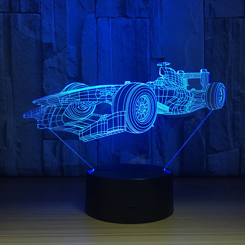 New 3d Lights F1 Racing Colorful Touch Lamp Acrylic Led Touch Led Usb Luminaria Led Night Light Room Lamp