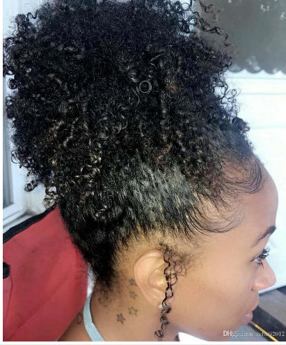 Short Afro Curly Ponytail Hair Piece for African American Black Women Ponytail Extension Afro Drawstring Curly Ponytand clip in (#2)