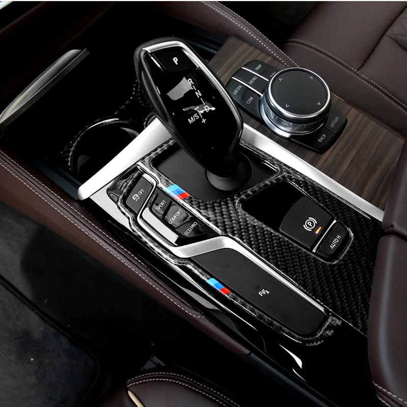 For BMW G30 5 Series Car Styling Carbon Fiber Car Control Gear Shift Panel decorative strip Stickers Cover trim Auto Accessories