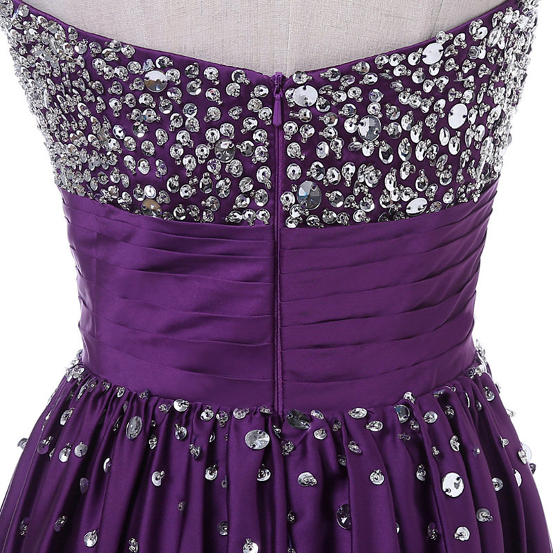 2018 New Cheap Purple Evening Dresses Beaded Crystals Sleeveless Formal Prom Party Celebrity Gowns QC1140