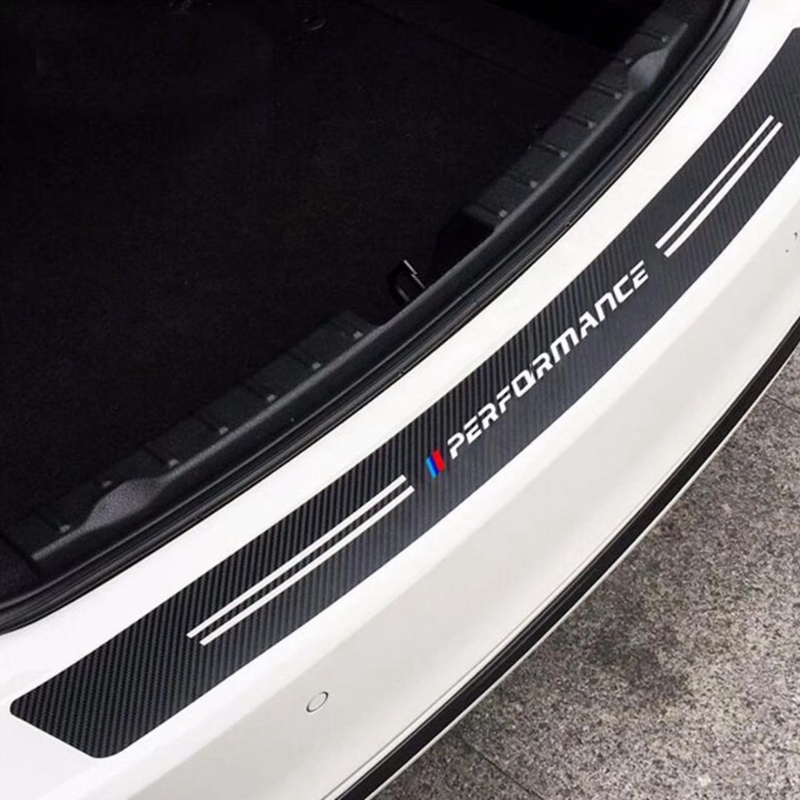 Trunk Tail Carbon Fiber Texture Bumper Guard Decor Performance Sticker Trim For BMW M3 M4 Z4 X1 1 2 3 4 5 6 7 Series