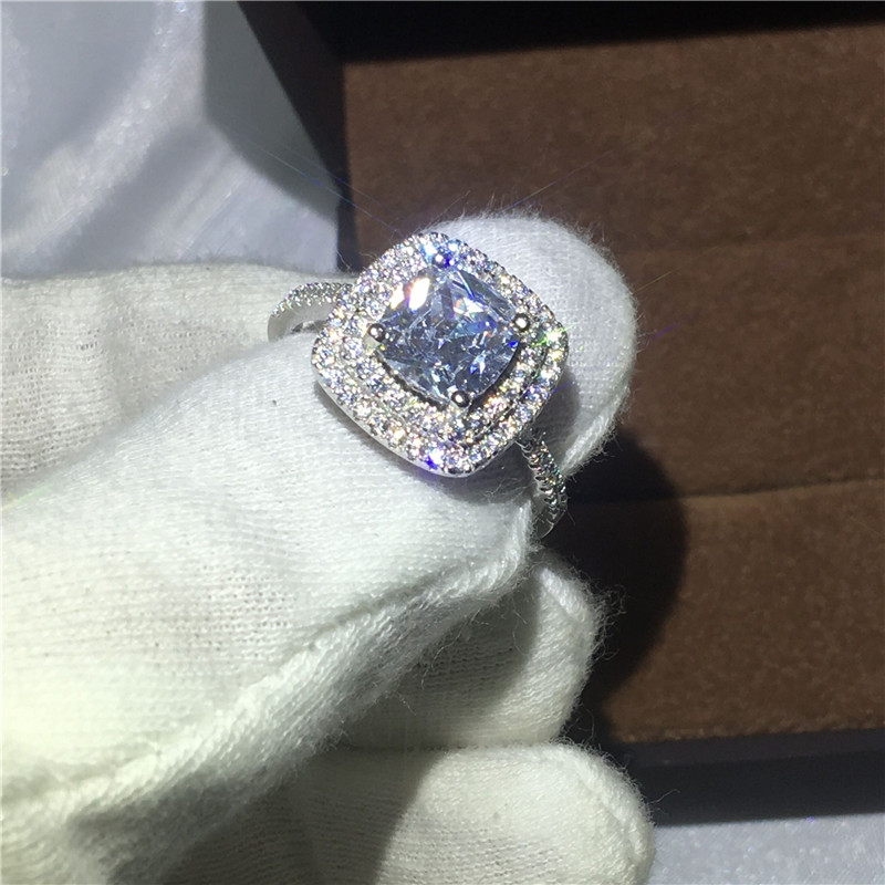 choucong Female bijoux cushion cut 3ct Diamond Jewelry 925 sterling silver Engagement Wedding Band Ring For Women