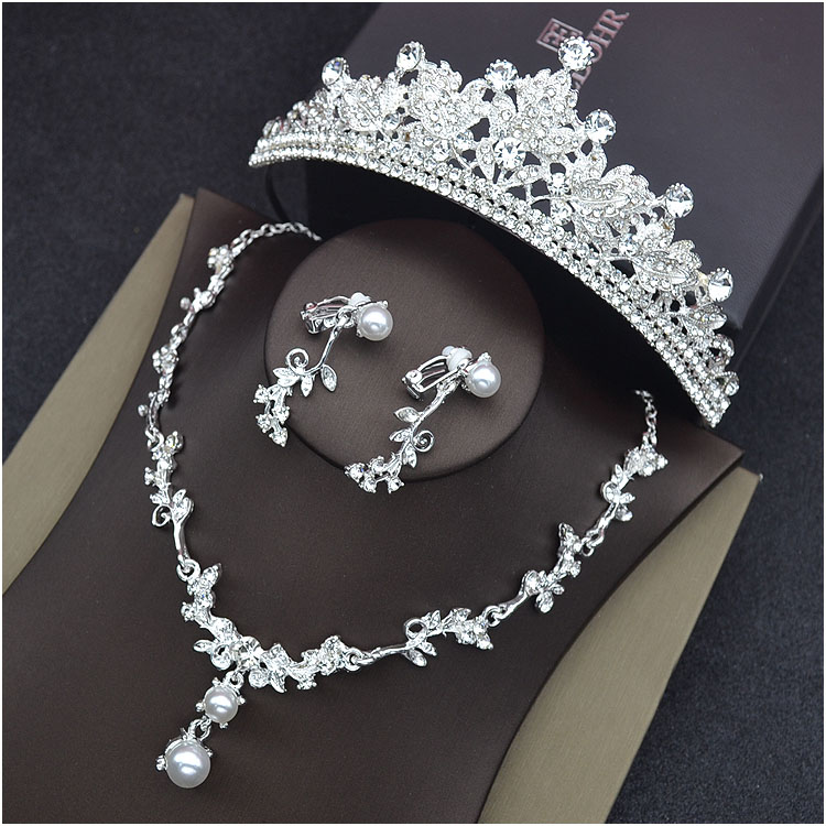 Silver Tiaras Crowns for Wedding Hair Jewelry Neceklace Earring Cheap Wholesale Fashion Girls Evening Prom Party Dresses Accessories