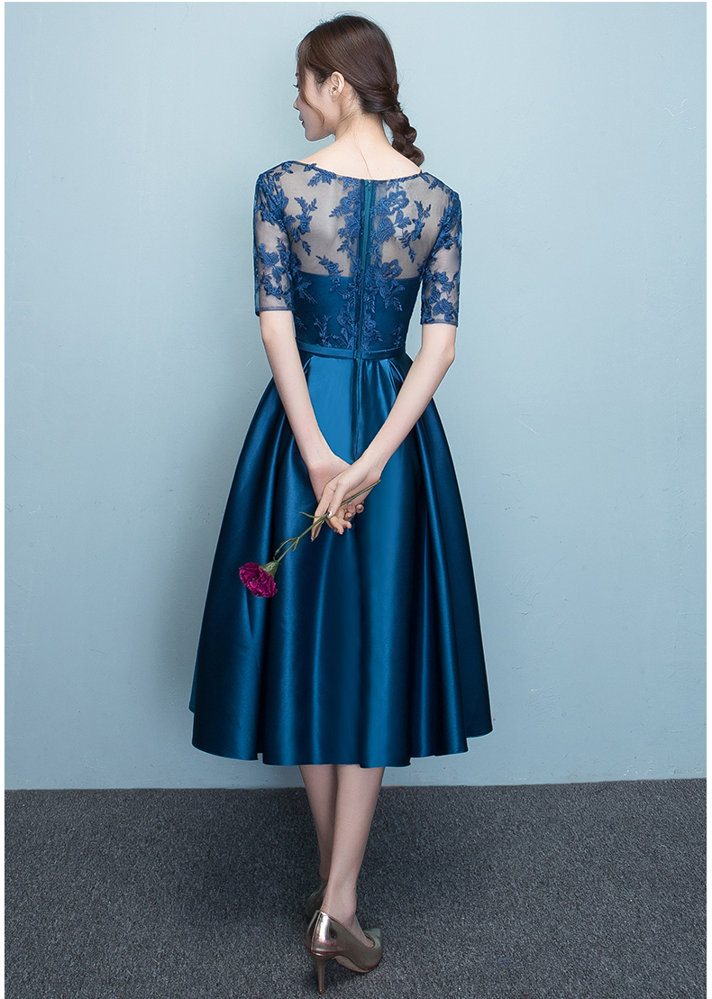 Elegant Mother of the bride dresses Satin with Tulle Lace Zipper Back Tea Length Mother of the bride dress cheap plus size