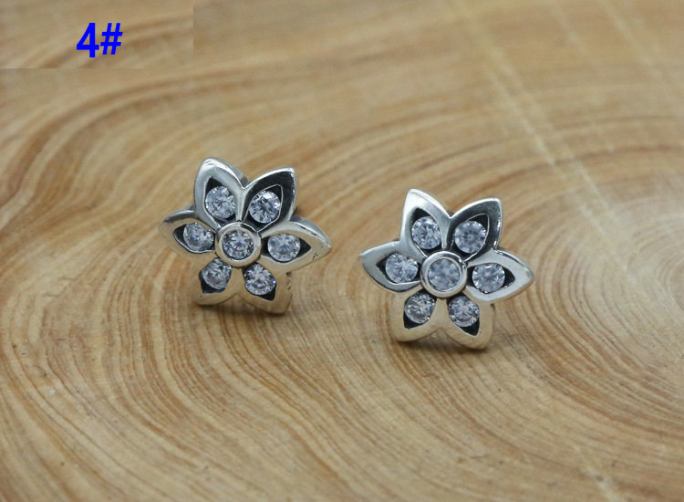 2018 new 925 sterling silver cherry blossom stud earrings antique silver hand-made designer jewelry earrings 5 colors for women