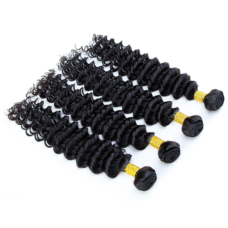 Peruvian Human Hair Bundles Deep Wave Unprocessed Weave Natural Color Hair Extensions