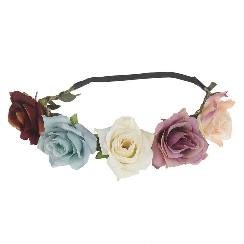 rose head band headpiece flowers hair headbands for women flower crown holiday hair accessories floral headband beach party hair flowers