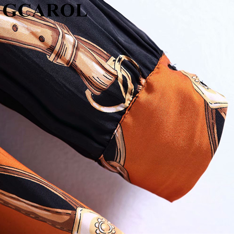 GCAROL 2019 Early Spring Launced Women Chain Floral Dress With Sashes High Waisted Pleasted Long Dress Elegant Streetwear