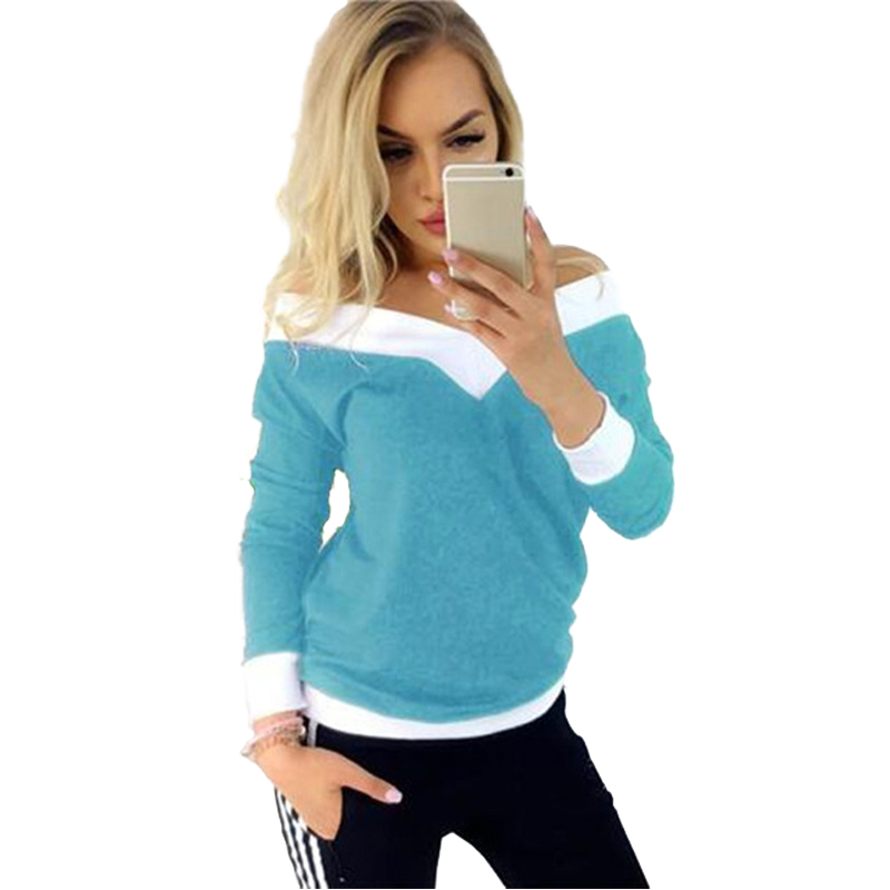 Women Strapless T-shirts Russia trend lady black pink Piping Rim Knit Cotton Stitching color Elastic slim long sleeve casual Teens Tops