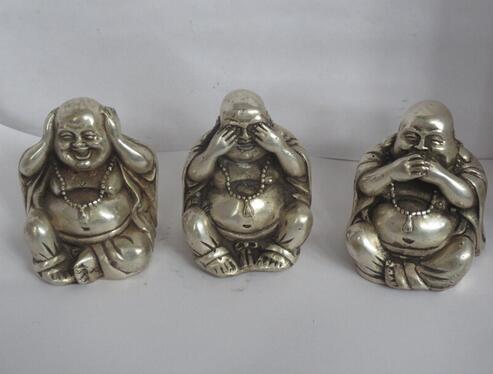 Metal crafts Art & Collectible Tibet silver Carved "3 not see say hear " Buddha Figurine/Tibetan Buddha Statue fast Shipping
Metal crafts Art & Collectible Tibet silver Carved "3 not see say hear " Buddha Figurine/Tibetan Buddha Statue fast Shipping