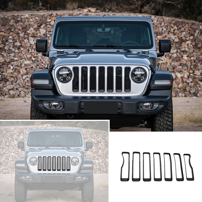 Car Front Mesh Grille Ring ABS Decoration Cover For Jeep Wrangler JL 2018+ Auto Exterior Accessories