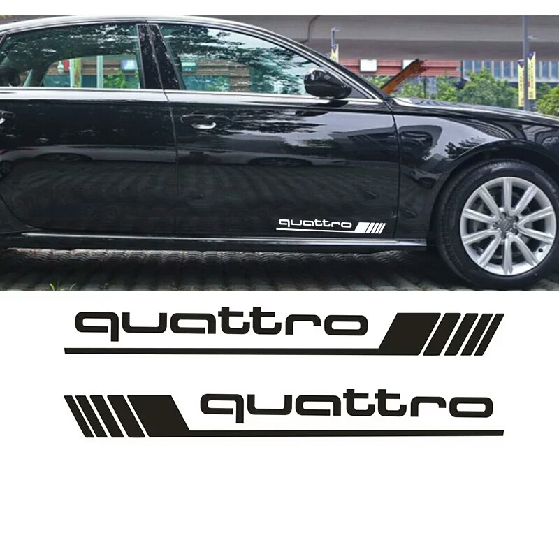 1 Pair Quattro styling side door decals stickers CA-180, Black