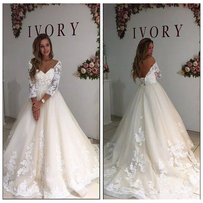 Sweetheart Lace Long Sleeves Wedding Dresses 2018 A-Line Off the Shoulder V Neck A Line with Appliques Bridal Gowns Vestido De Mariee, Black
Sweetheart Lace Long Sleeves Wedding Dresses 2018 A-Line Off the Shoulder V Neck A Line with Appliques Bridal Gowns Vestido De Mariee, Black