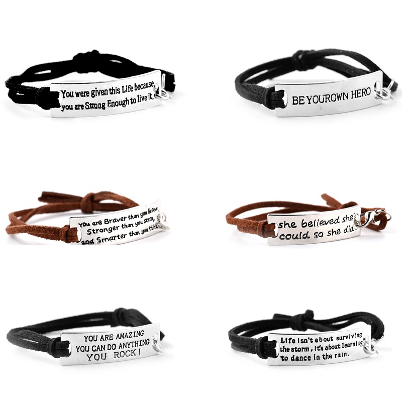 Inspirational Messages Bracelet Leather Bracelet Positive Motivational Jewelry Best Friend Gift Hand Stamped Cuffs Bracelets 10 styles
Inspirational Messages Bracelet Leather Bracelet Positive Motivational Jewelry Best Friend Gift Hand Stamped Cuffs Bracelets 10 styles