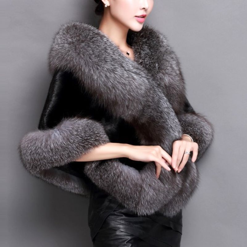 Fake Fur Poncho Cape Coats Faux Fur Vest Jacket Women 5 Colors Woman Fur Coats Winter F0404