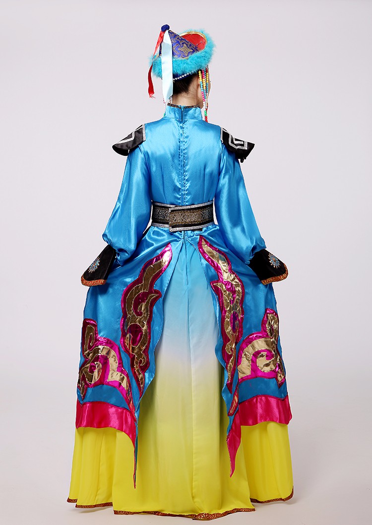 Masquerade Ball Gown Luxurious Robe Womens long blue Dress Elegant ancient mongolian princess dress dancing wear