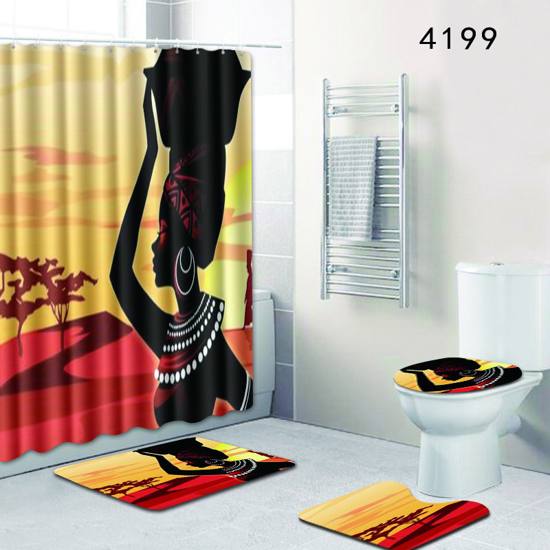 The 4 sets bathroom carpet rug Shower curtain African woman Toilet seat cover bathroom non-slip carpet and shower curtain
The 4 sets bathroom carpet rug Shower curtain African woman Toilet seat cover bathroom non-slip carpet and shower curtain