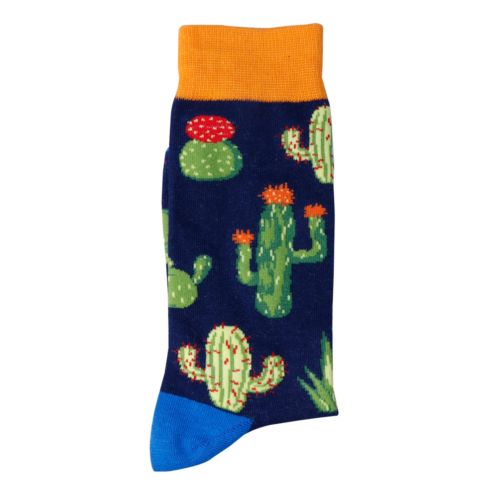 Brand Happy Men Long Socks Funny Pepper Chili Pumpkin Hamburger Chips Gingerbread Cherry Watermelon Banana Cactus Pineapple Sock