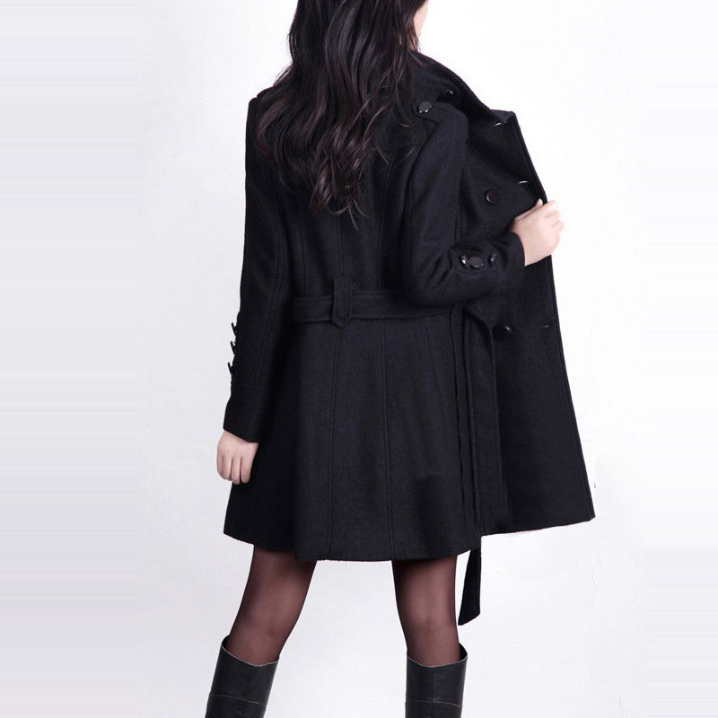 long sleeve winter wool coat women Europe style plus size casaco feminino ladies autumn new Slim long woolen coats Z5405