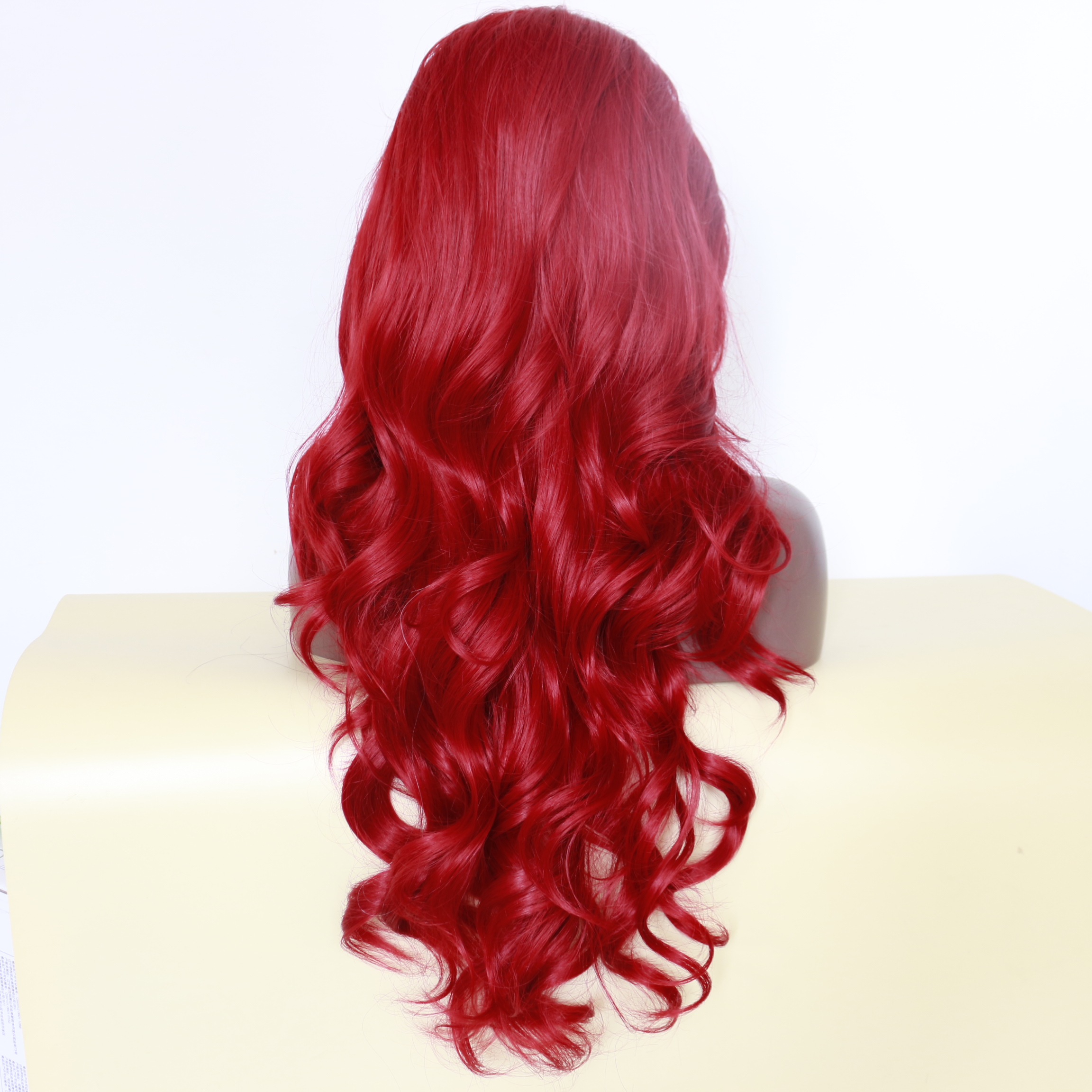 Sexy Burgundy Red Body Wave Long Wigs with baby hair Glueless Brazilian Synthetic Lace Front Wigs for Black Women Heat Resista