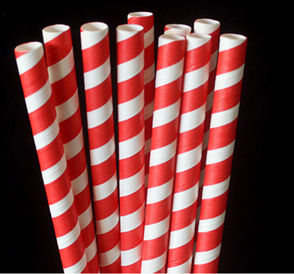 Drinking Straws Hard Milk Large Straw 8 mm Disposable Paper Thick Straw Black Stripe Degradable 100 Pieces/Lot