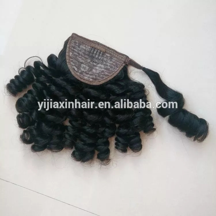 100g-160g human hair ponytail hairpieces clip in fahsion curly human hair drawstring ponytail hair extension for black women 10-22inch 1b