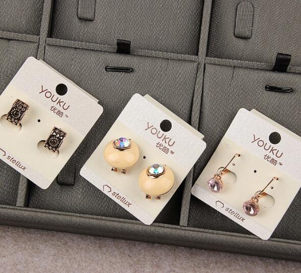 Fashion jewelry mix 20 style 20Pairs/lot delicate Crystal Pearl Flower Earrings Opal gemstone screw Earrings for girl Madam