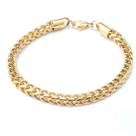 Men's Stainless Steel Gold Bracelet Iced Out Miami Cuban Link Bracelet Bling Hip Hop Jewelry For Men With Crystal Box Clasp