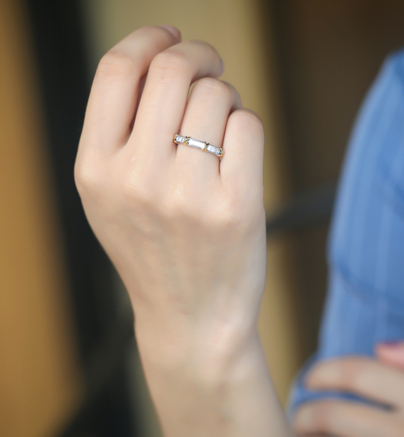 Infinity Brand New Luxury Jewelry Pure 100% 925 Sterling Silver Separate Gold Princess Cut White Topaz Diamond Wedding Band Ring for Women