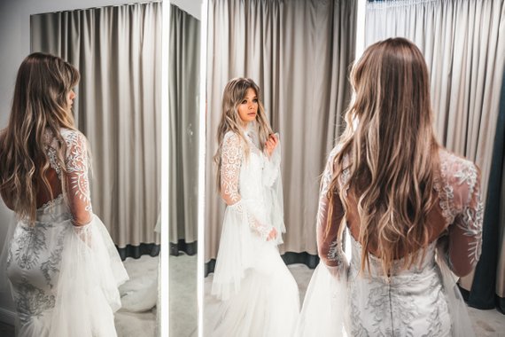 Elihav Sasson Mermaid Dresses Jewel Neck Backless Bridal Gowns Sweep Train Illusion Long Sleeve Wedding Dress Plus Size