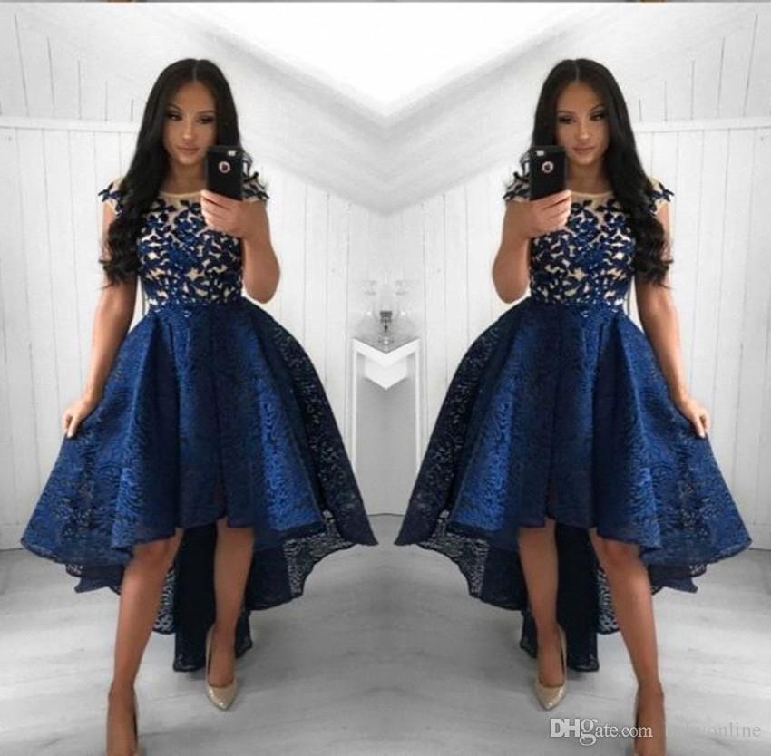 2019 Vintage Navy Blue Lace Cocktail Dresses Neck High Low Short Party Prom Gowns Homecoming Dresses Arabic Vestidos Evening Dresses, Black
2019 Vintage Navy Blue Lace Cocktail Dresses Neck High Low Short Party Prom Gowns Homecoming Dresses Arabic Vestidos Evening Dresses, Black