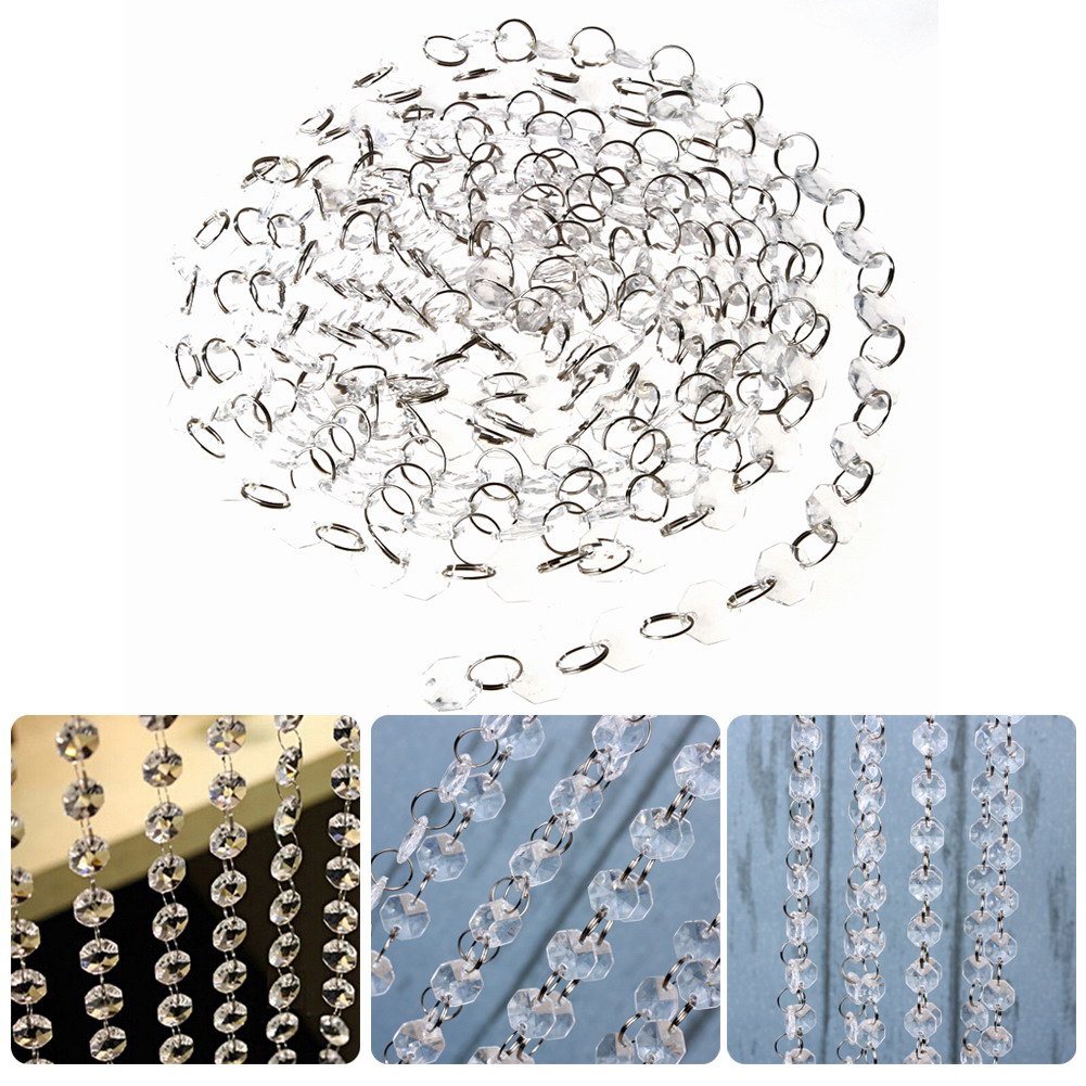 Hot DIy Clear Acrylic Crystal Bead Garland Chandelier Hanging Wedding Supplies 33 FT