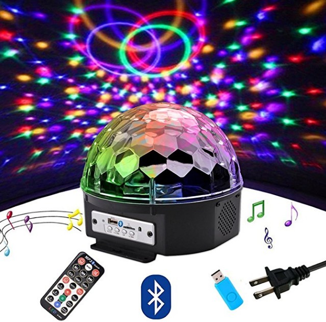 DJ Lights, 9 Color LED Bluetooth Stage Lights DJ Stage Lighting Rotating Crystal Magic Ball Light Sound Activated Light with Remote Control
DJ Lights, 9 Color LED Bluetooth Stage Lights DJ Stage Lighting Rotating Crystal Magic Ball Light Sound Activated Light with Remote Control