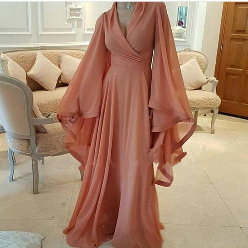 Coral Summer Chiffon A-Line Evening Dresses with Plunging Neckline Long Sleeve Evening Gowns Custom Made Cheap Pleats Prom Dress, Silver
Coral Summer Chiffon A-Line Evening Dresses with Plunging Neckline Long Sleeve Evening Gowns Custom Made Cheap Pleats Prom Dress, Silver