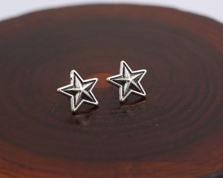 Brand new 925 sterling silver vintage jewelry American European antique silver hand-made designer stars stud earrings for women & men