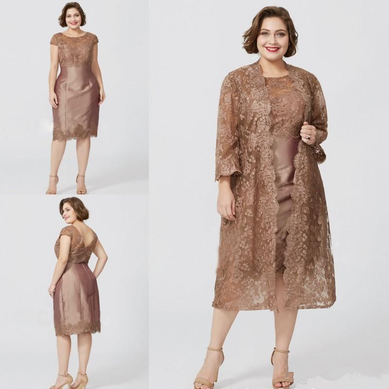 Plus Size Applique Lace Mother Of The Bride Dresses With Jacket Long Sleeve Evening Gowns Appliques Knee Length Wedding Guest Dress
Plus Size Applique Lace Mother Of The Bride Dresses With Jacket Long Sleeve Evening Gowns Appliques Knee Length Wedding Guest Dress